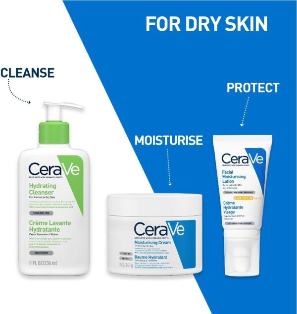 CeraVe Hydrating Cleanser Face and Body Wash for Normal to Dry skin with Hyaluronic Acid and Ceramides Fragrance Free Paraben Free 8Oz, 236 ML - Image 4