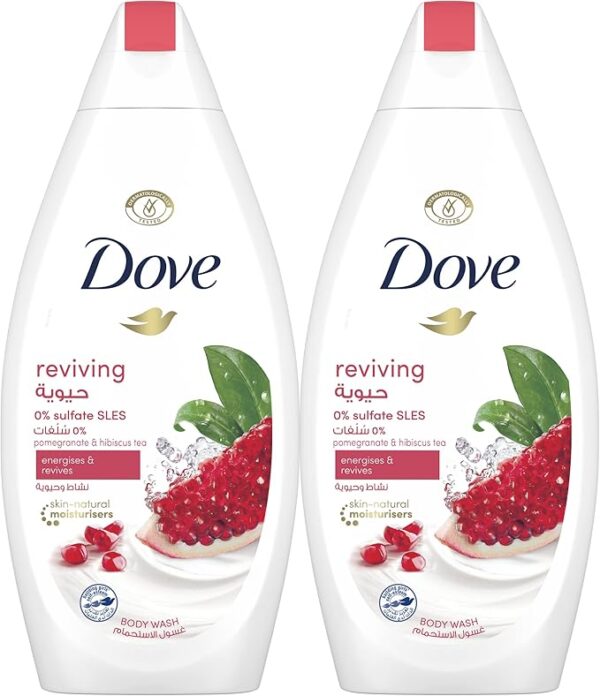Dove Go Fresh Refreshing Body Wash with Renew Blend technology, Pomegranate and Hibiscus Tea, with ¼ Moisturising Cream, 250ml (Pack of 2) - Image 3