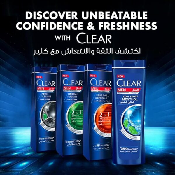 Clear Men 3in1 Shampoo for men, anti dandruff shampoo for Hair, Face & Body, Active Clean, 100% dandruff-free scalp, refreshed & moisturized skin, 200ml - Image 4