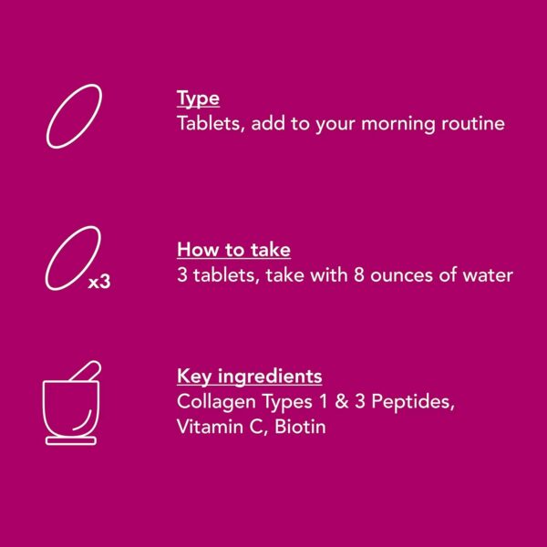 NeoCell Super Collagen Peptides + Vitamin C & Biotin, 3g Collagen Per Serving, Gluten Free, Promotes Healthy Hair, Beautiful Skin, and Nail Support, Dietary Supplement, 270 Tablets - Image 2