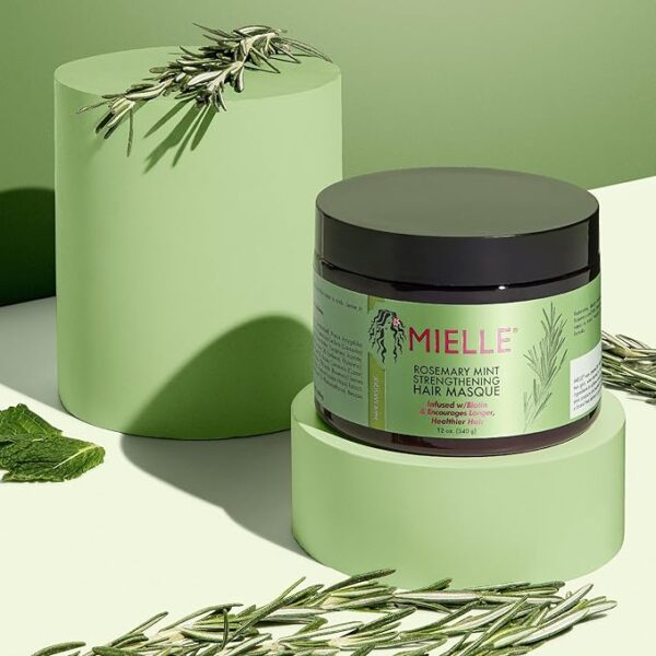 Mielle Rosemary Mint Strengthening Hair Masque, Essential Oil & Biotin Deep Treatment, Miracle Repair for Dry, Damaged, & Frizzy Hair 340gm - Image 4