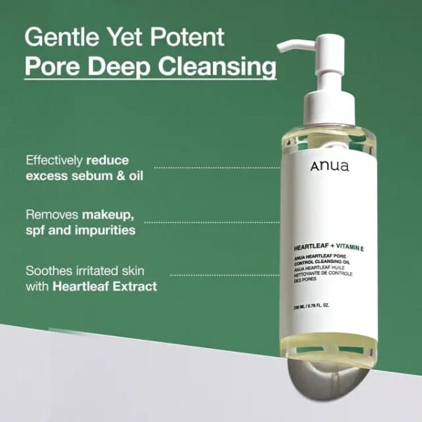 ANUA Original Heartleaf Pore Controlling Cleansing Oil Korean Facial Cleanser, Daily Blackhead Removal, 6.76 fl oz / 200 ml - Image 2