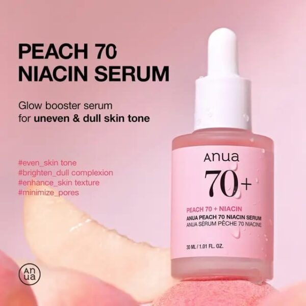 Anua Peach 70 Niacinamide Serum 30ml / brightening hydrating face serum/daily clean beauty (1.01 fl. oz.) - Image 2