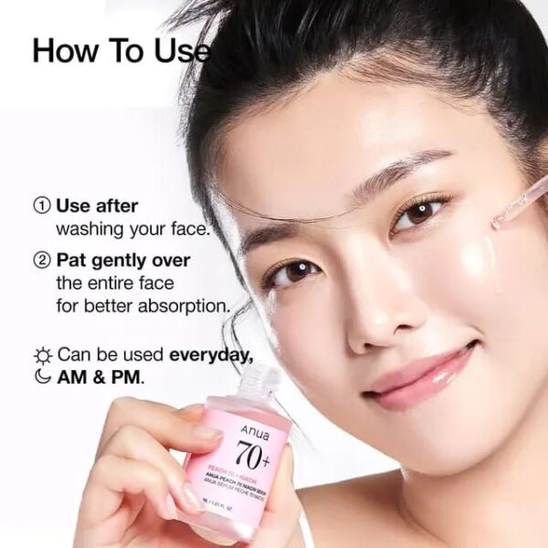 Anua Peach 70 Niacinamide Serum 30ml / brightening hydrating face serum/daily clean beauty (1.01 fl. oz.) - Image 6