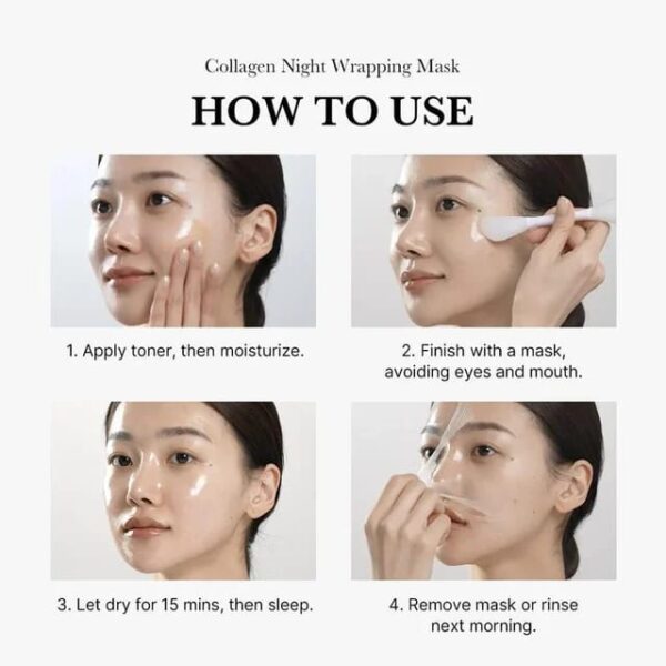 Medicube Collagen Overnight Wrapping Peel Off Facial Mask Pack - Elasticity & Hydration Care, Reduces Sagging & Dullness - Hydrolyzed Collagen For Glowing Skin - Korean Skin Care, 2.53 fl.oz - Image 3